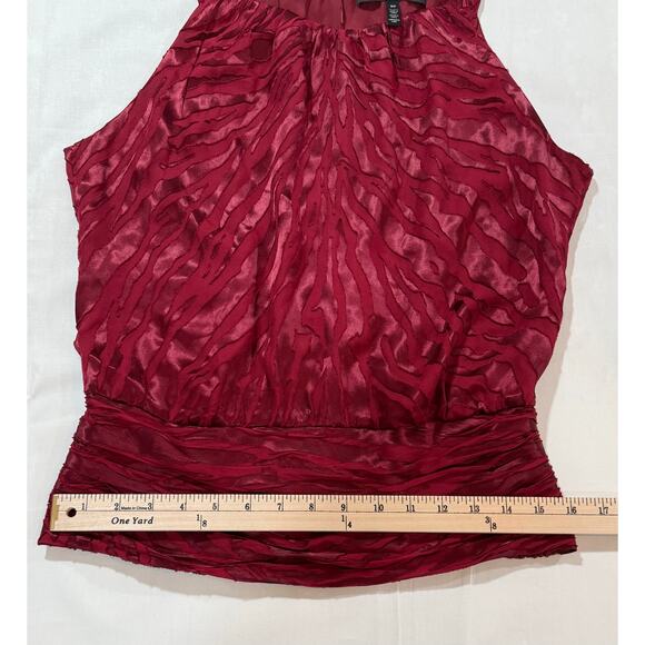 White House Black Market WHBM Red Zebra Burnout Silk Blend Top Size 8P (038) - Picture 8 of 10